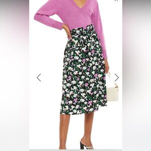 VERONICA BEARD Skirt Avi pleated floral-print poplin midi skirt size 4